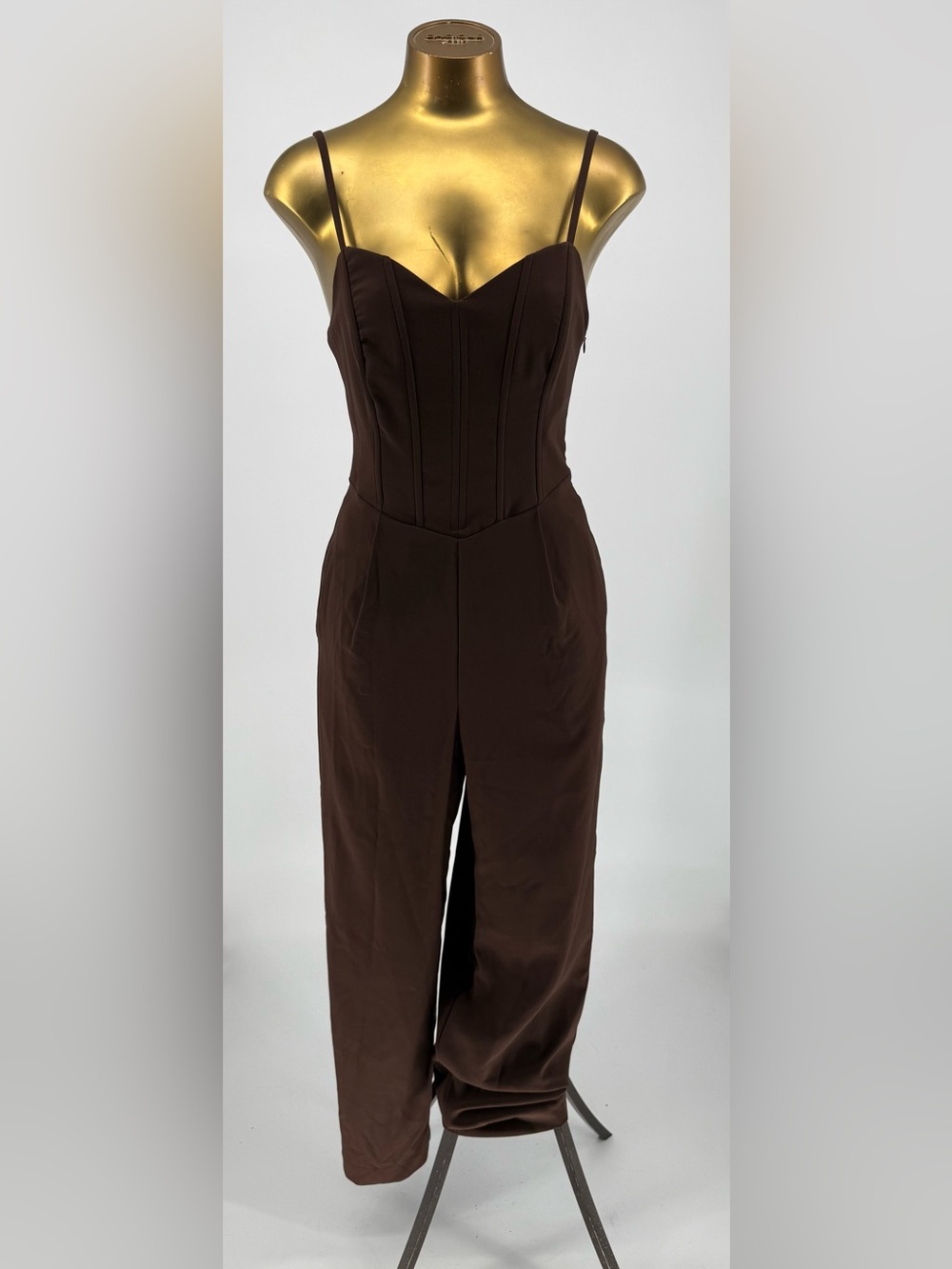 Endless Rose Wide Leg NWT Size XS Spaghetti-Strap Corset Jumpsuit in Chocolate